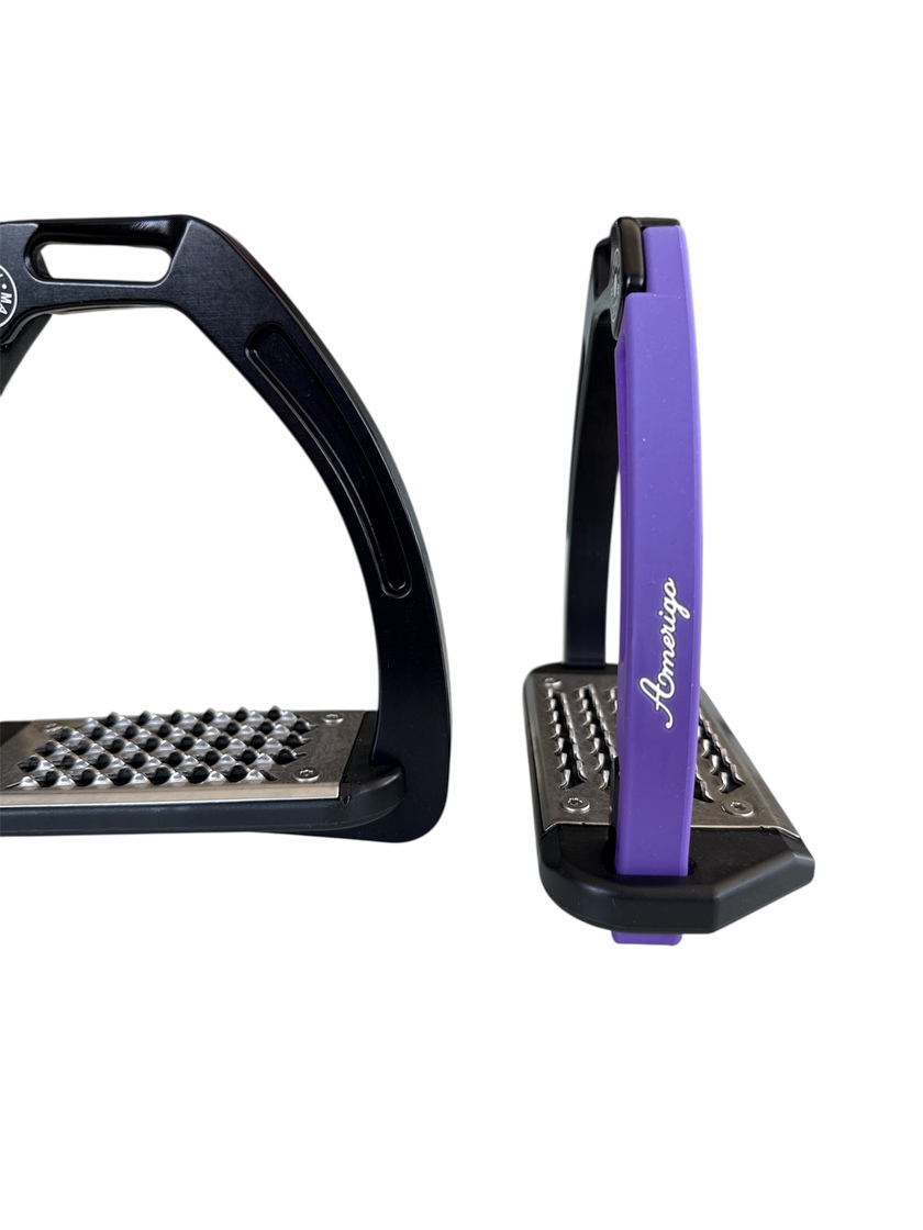 Nylon Balanced Safety Stirrup Svart/Lila Amerigo