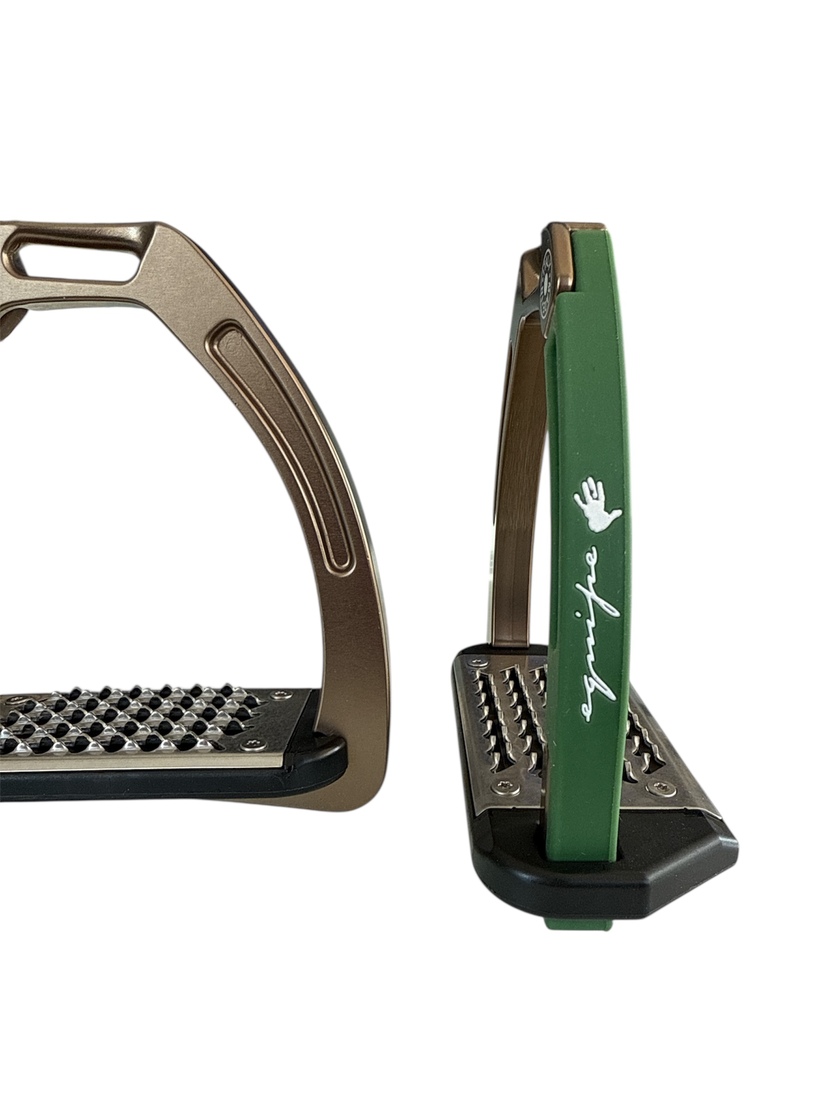 Nylon Balanced Safety Stirrup Brons/Grön Equipe