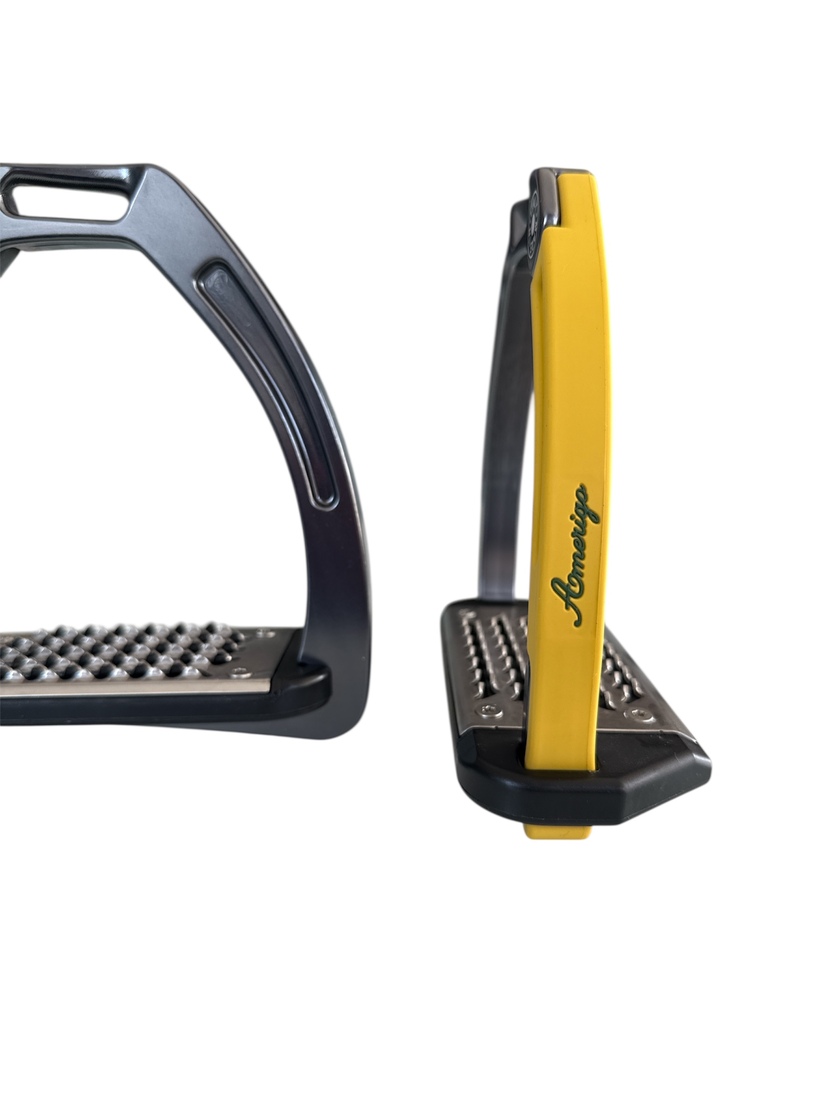 Nylon Balanced Safety Stirrup Mörk Titan/Gul Amerigo