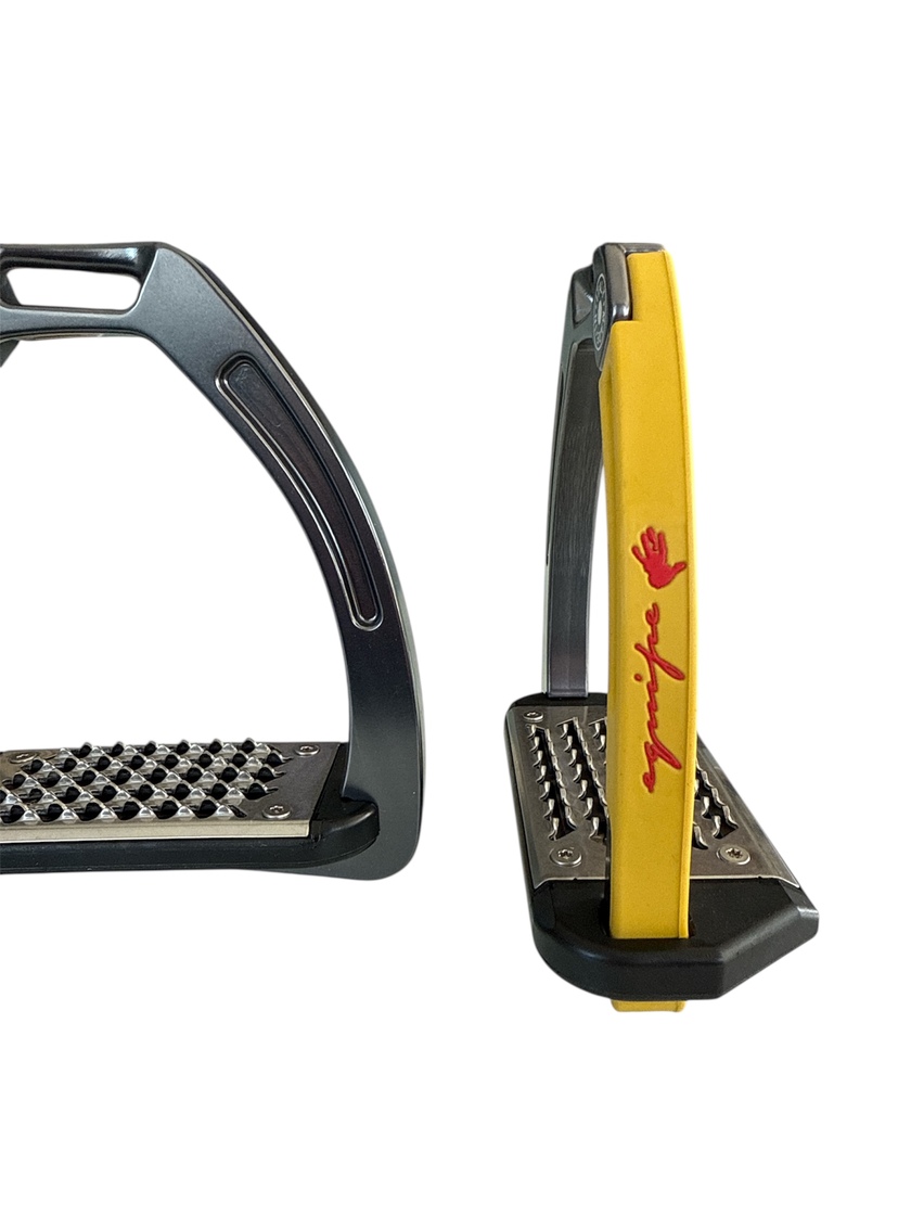 Nylon Balanced Safety Stirrup Mörk Titan/Gul Equipe