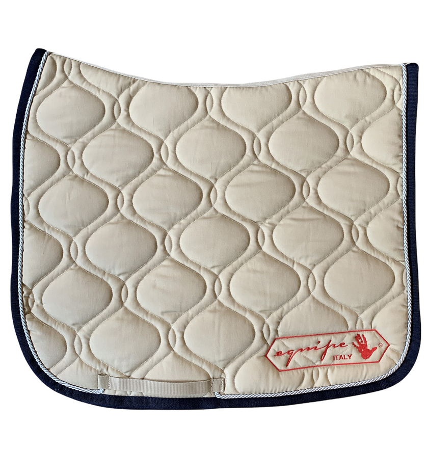 Schabrak Equipe Dressage Beige, Blå kant, Silver cord