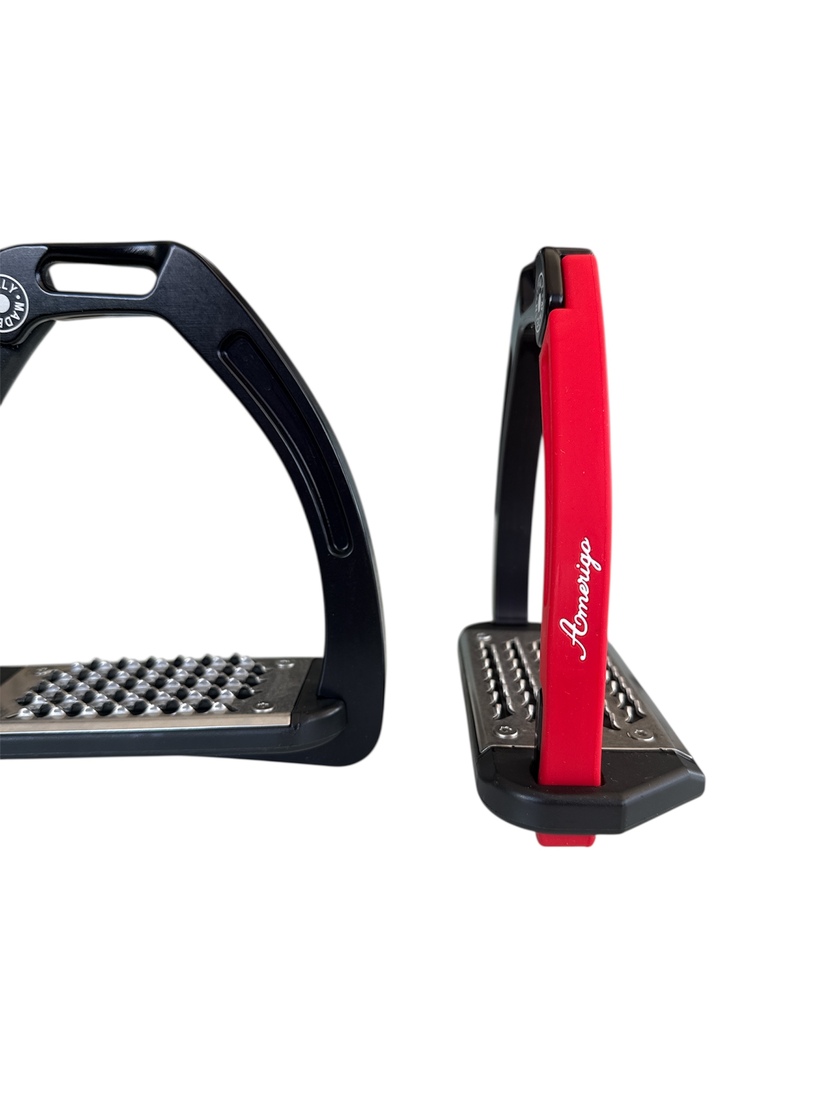 Nylon Balanced Safety Stirrup Svart/Röd Amerigo