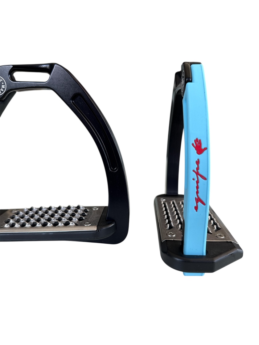 Nylon Balanced Safety Stirrup Svart/Ljusblå Equipe