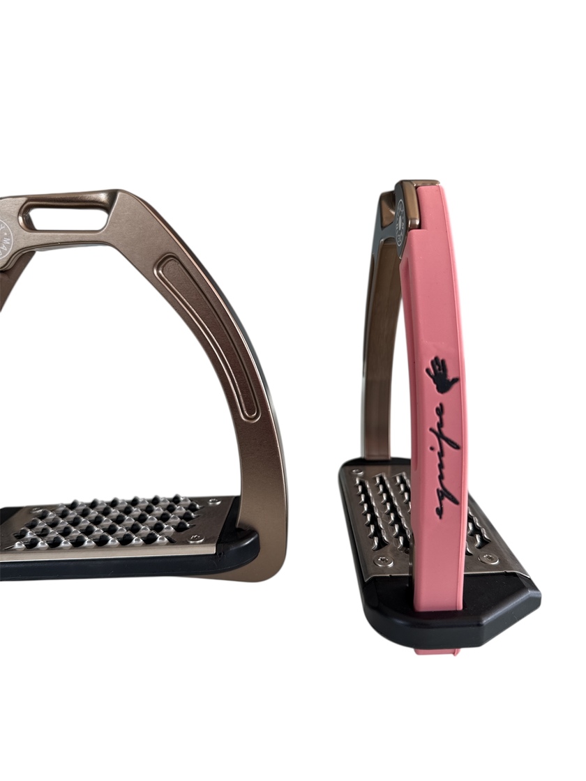 Nylon Balanced Safety Stirrup Brons/Rosa Equipe