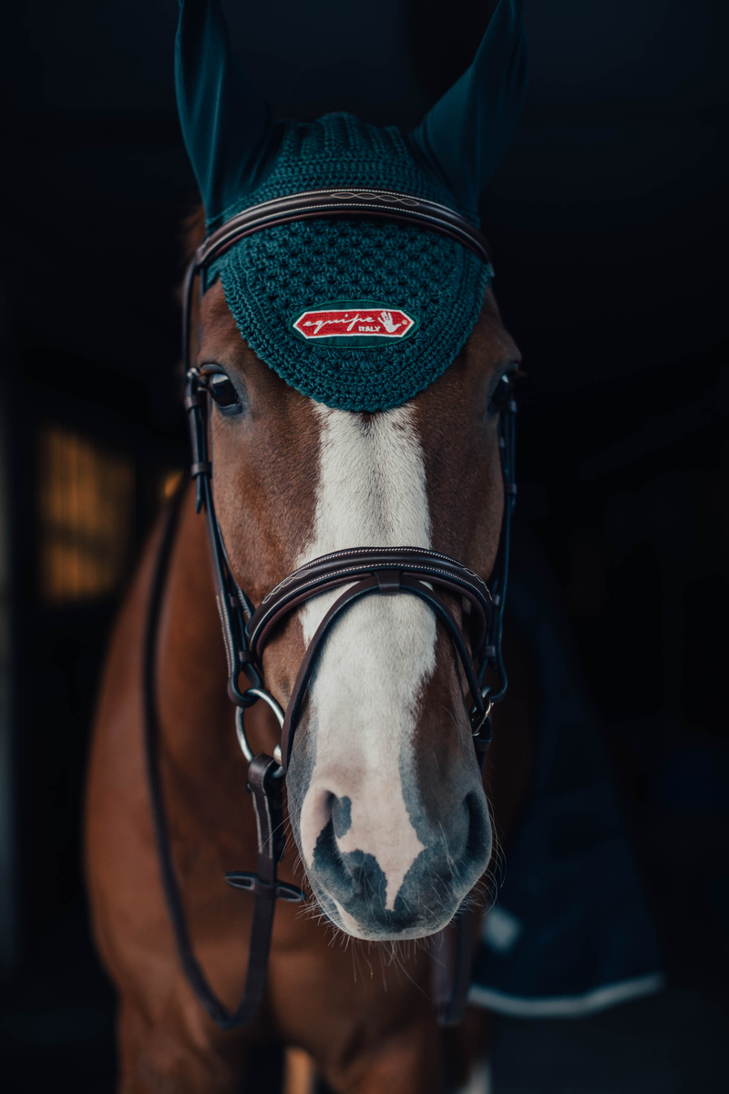 Häst-Luva Grön med röd logo