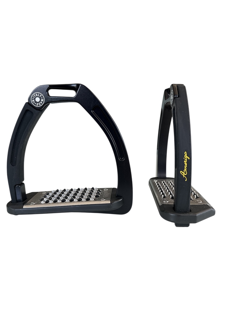 Nylon Balanced Safety Stirrup Svart/Grå Amerigo