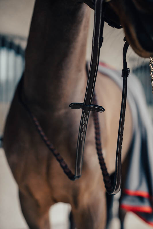 Träns Jakt m. Silverspänne & Flätad Tygel Cob Brun