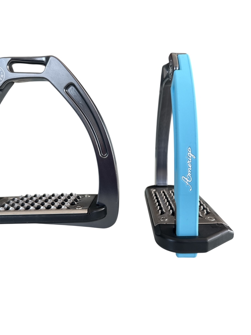 Nylon Balanced Safety Stirrup Mörk Titan/Ljusblå Amerigo