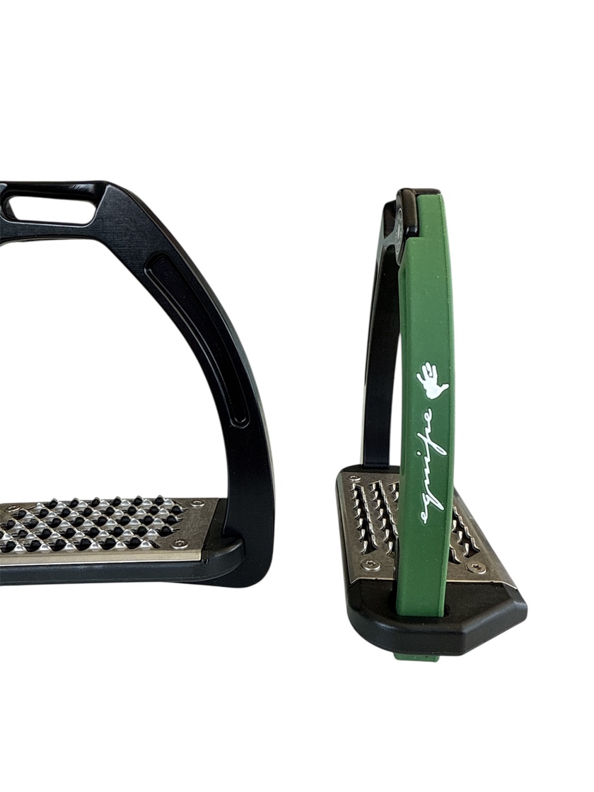 Nylon Balanced Safety Stirrup Svart/Grön Equipe