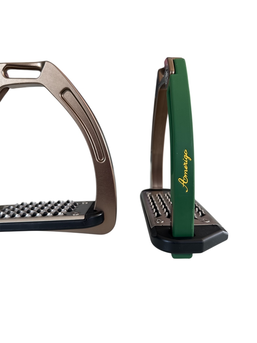 Nylon Balanced Safety Stirrup Brons/Grön Amerigo