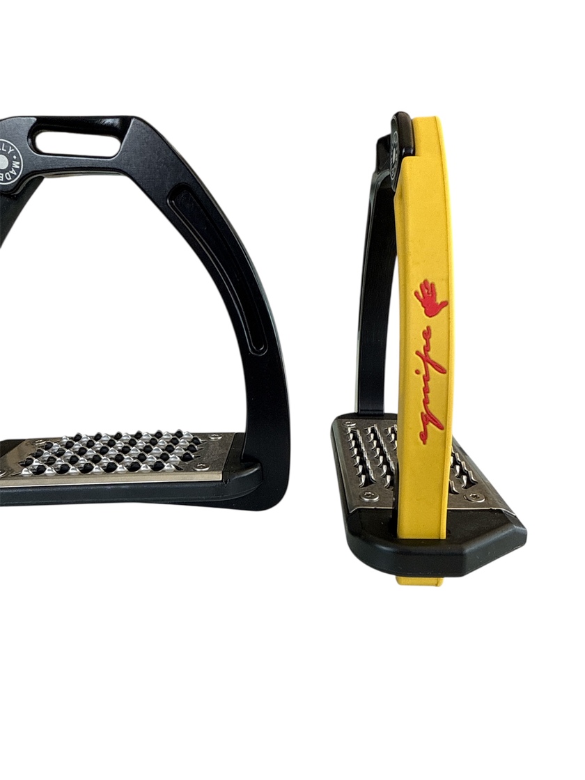 Nylon Balanced Safety Stirrup Svart/Gul Equipe